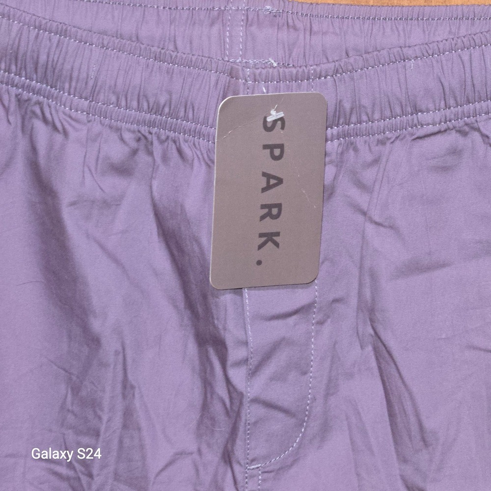 Spark Mens Purple Mauve Cotton Elastic Waist Drawstring Shorts Size 34 NWT
